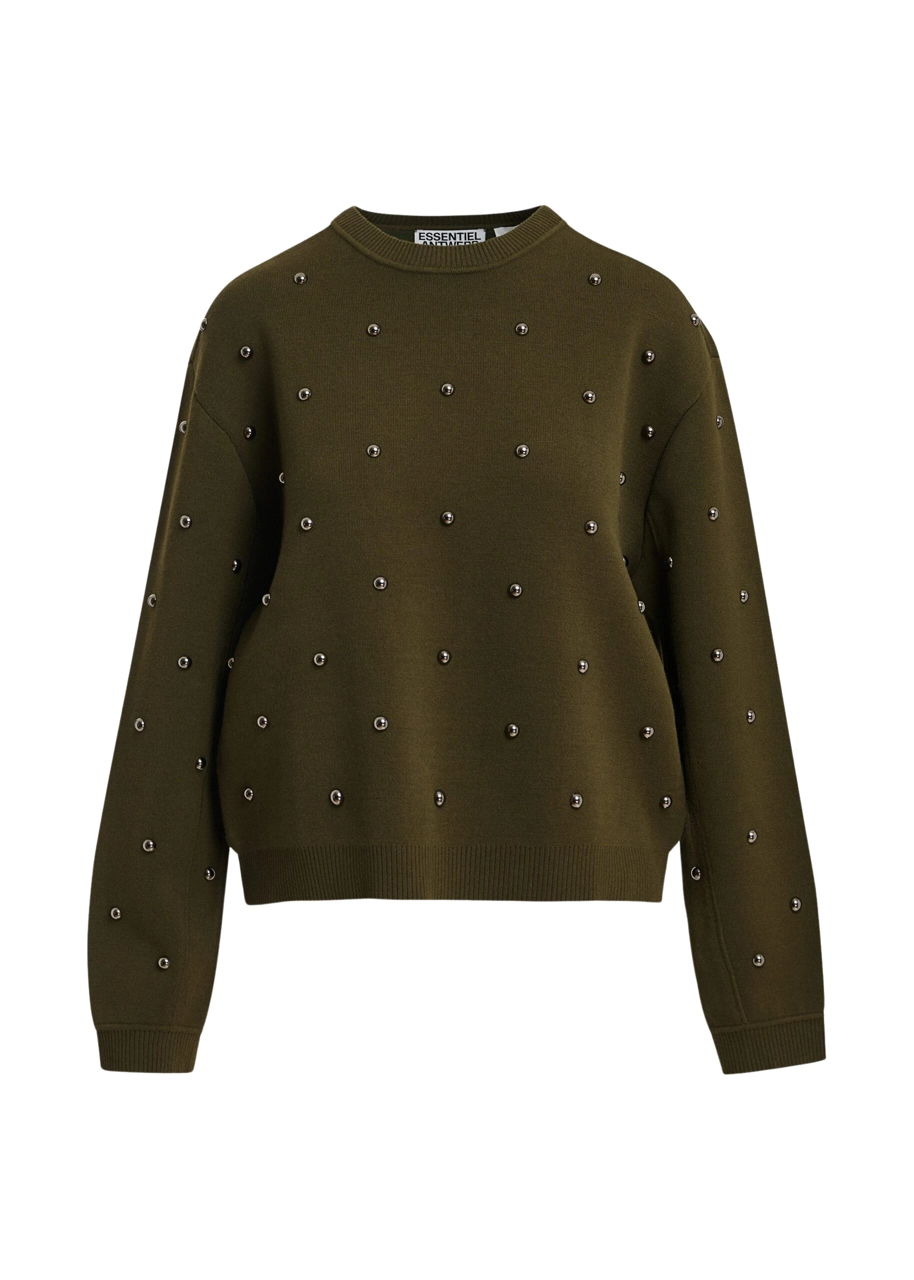 Essentiel-Antwerp-Khaki-stud-embellished-sweatshirt-scaled11651_nobg Khaki stud-embellished sweatshirt