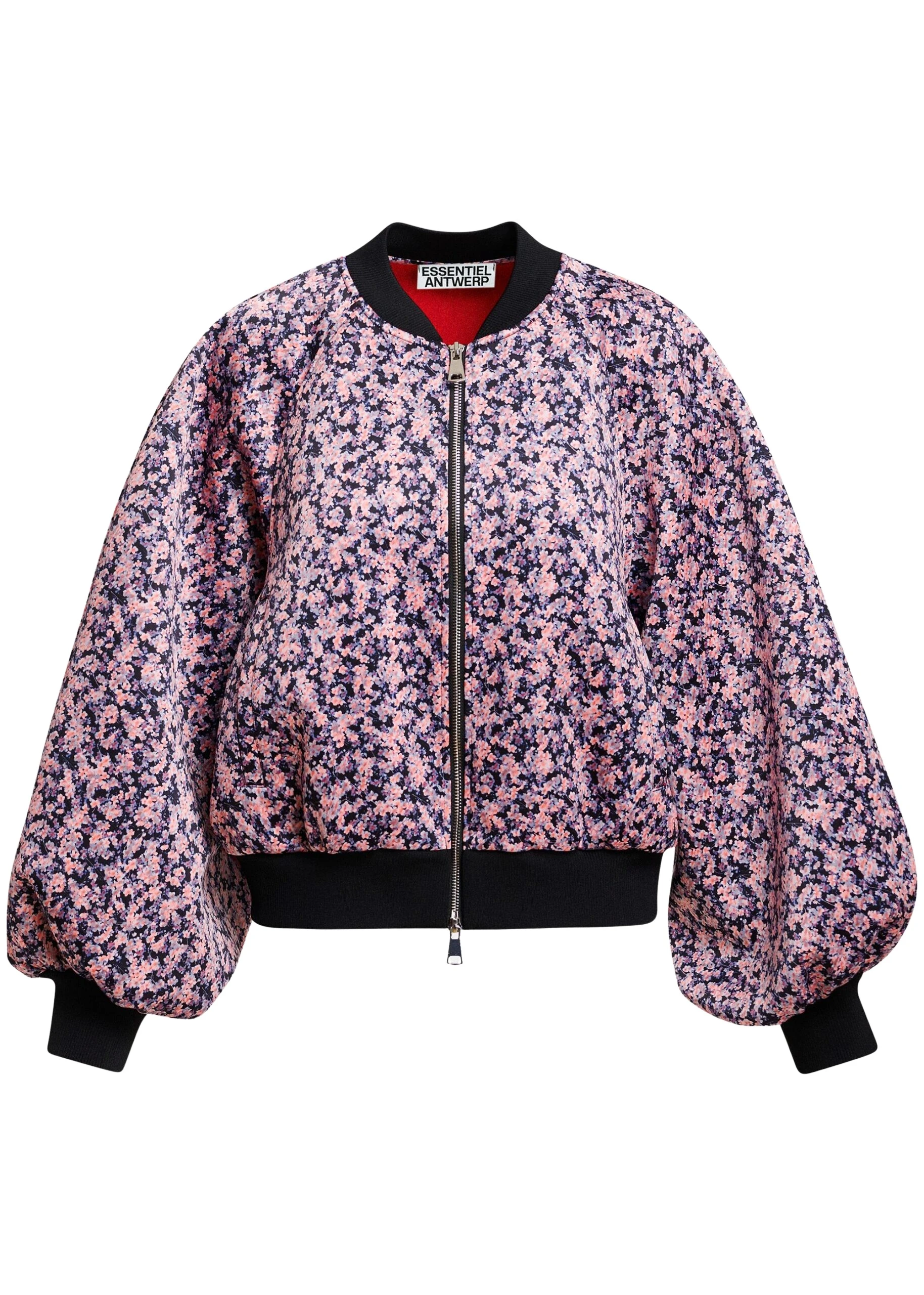 Essentiel-Antwerp-Light-pink-navy-and-black-floral-bomber-jacket-with-voluminous-sleeves-scaled38961_nobg Light pink