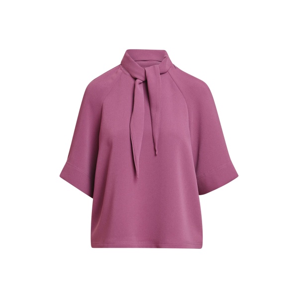 Mauve scarf-like collar top