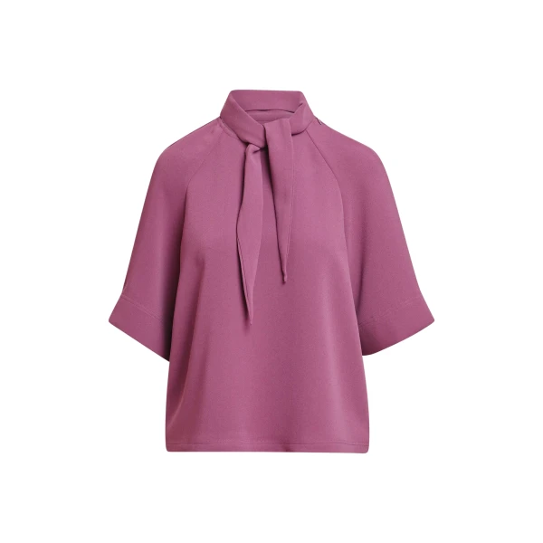 Mauve scarf-like collar top