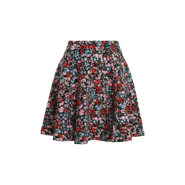 Multicolor floral jacquard flared mini skirt