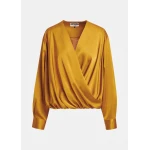 Ochre draped wrap top with V-neck