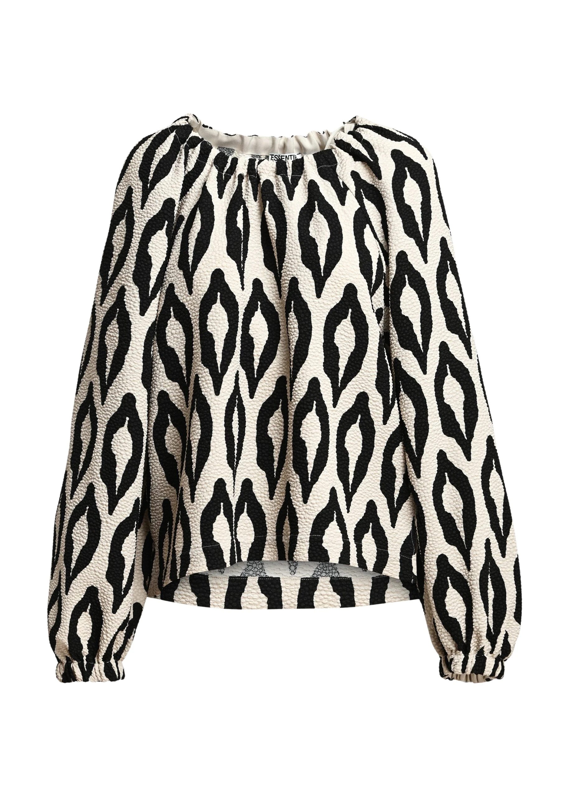 Essentiel-Antwerp-Off-white-and-black-printed-top-with-gathered-neckline-scaled37703_nobg Off-white and black printed top with gathered neckline