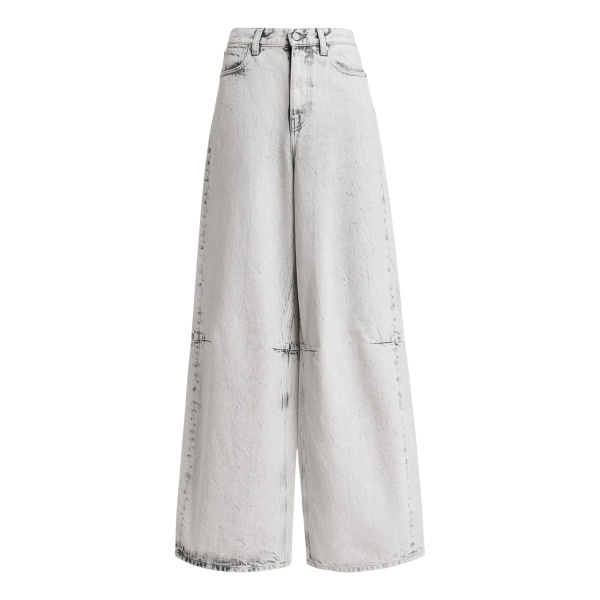 Off-white dirty-effect finish wide-leg jeans