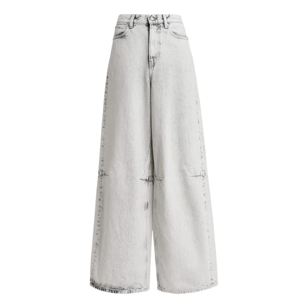 Off-white dirty-effect finish wide-leg jeans