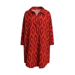 Orange and burgundy printed oversized mini dress