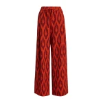 Orange and dark red printed wide-leg pants