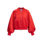 Red bomber jacket with voluminous sleeves