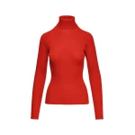 Red ribbed wool-blend turtleneck sweater