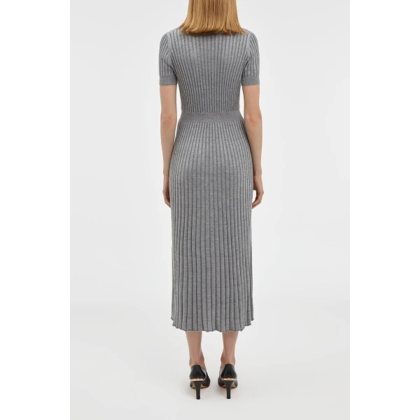 Gabriela Hearst Amor Knit Midi Dress in Heather Grey Cashmere Silk, view 3