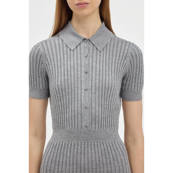 Gabriela Hearst Amor Knit Midi Dress in Heather Grey Cashmere Silk, view 4