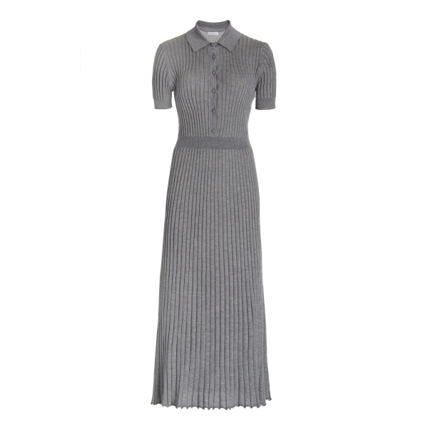 Gabriela Hearst Amor Knit Midi Dress in Heather Grey Cashmere Silk