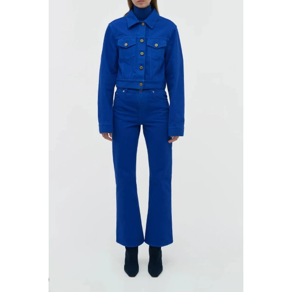 Gabriela Hearst Bronte Jacket in Cobalt Recycled Cotton Denim, view 2