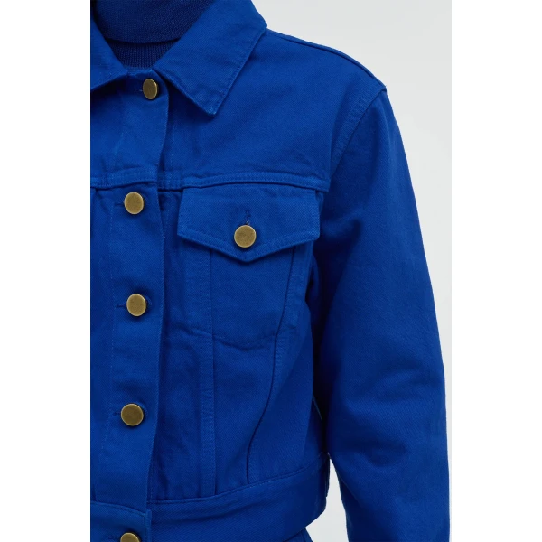 Gabriela Hearst Bronte Jacket in Cobalt Recycled Cotton Denim, view 5