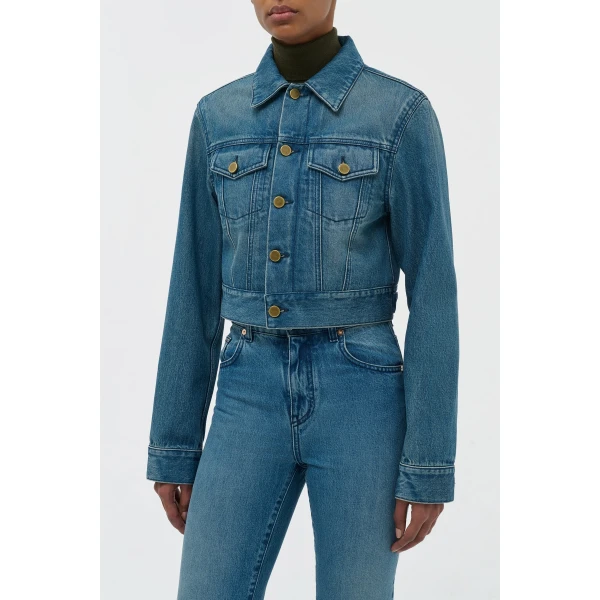 Gabriela Hearst Bronte Jacket in Uruguayan Blue Recycled Cotton Denim, view 4