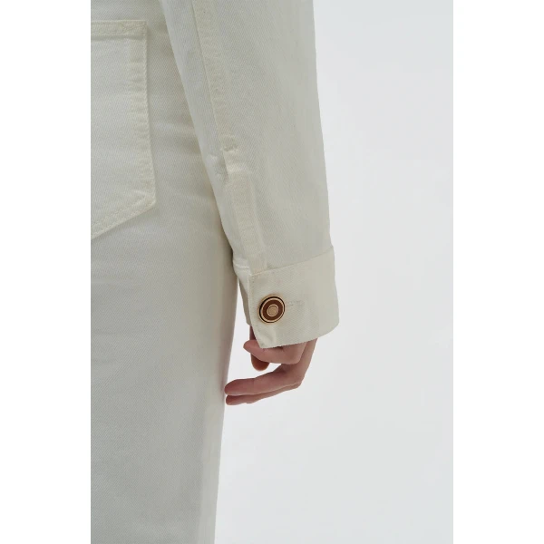 Gabriela Hearst Bronte Jacket in White Recycled Cotton Denim, view 4