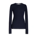 Gabriela Hearst Browning Knit Sweater in Dark Navy Cashmere Silk