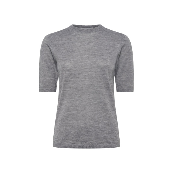 Gabriela Hearst Brunner Knit T-Shirt in Heather Grey Cashmere Silk