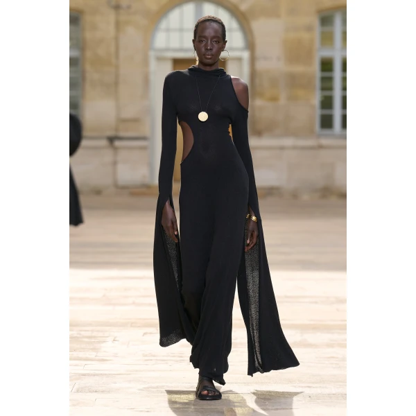 Gabriela Hearst Daya Cutout Knit Hoodie Maxi Dress in Black Mulberry Silk, view 6