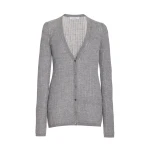 Gabriela Hearst Emma Pointelle Knit Cardigan in Heather Grey Cashmere Silk