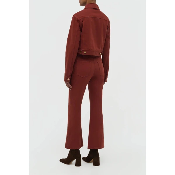 Gabriela Hearst Ezra Bootcut Cropped Jean in Burnt Sienna Recycled Cotton Denim, view 4