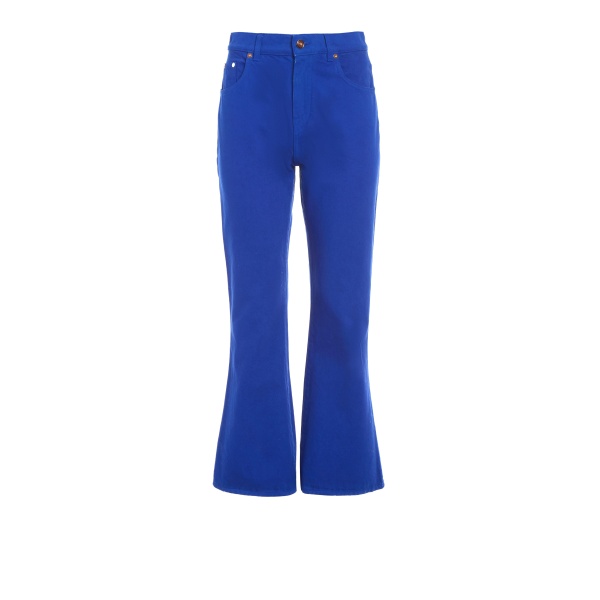 Gabriela Hearst Ezra Bootcut Cropped Jean in Cobalt Recycled Cotton Denim