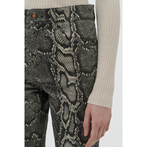 Gabriela Hearst Ezra Bootcut Cropped Jean in Greyscale Recycled Printed Cotton Denim, view 5