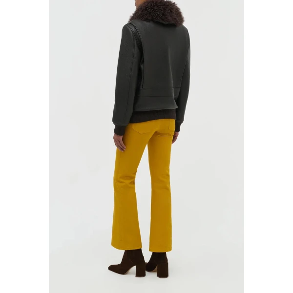 Gabriela Hearst Grant Jacket in Ebony Textured Leather and Shearling, view 5