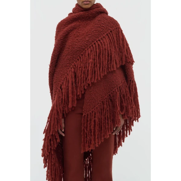 Gabriela Hearst Lauren Knit Wrap in Burnt Sienna Welfat Cashmere, view 5