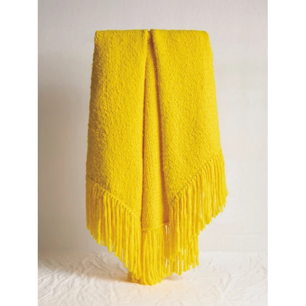 Gabriela Hearst Lauren Knit Wrap in Cadmium Yellow Welfat Cashmere, view 2