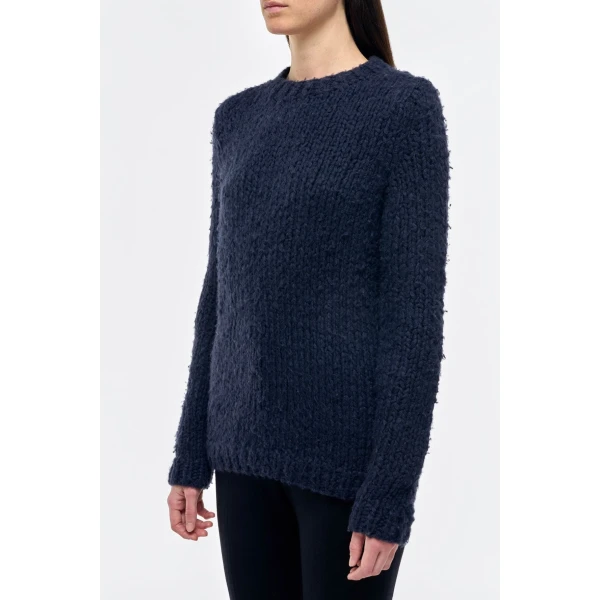 Gabriela Hearst Lawrence Knit Sweater in Dark Navy Welfat Cashmere, view 2