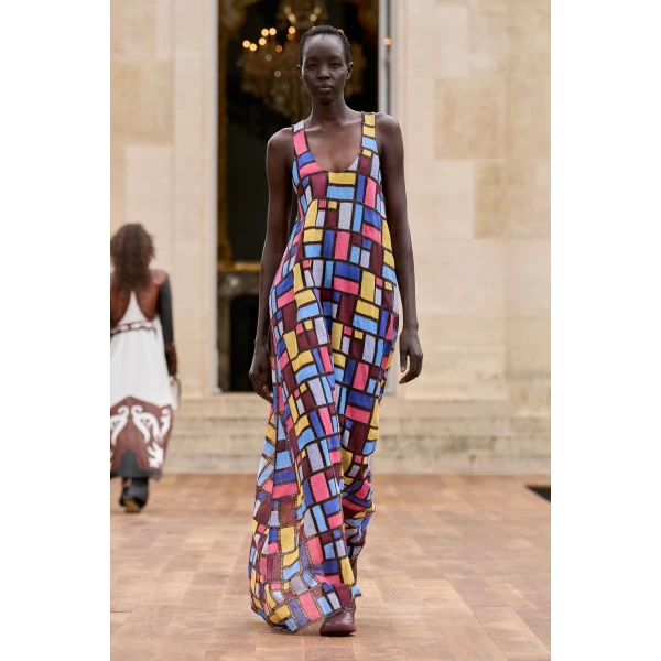 Gabriela Hearst Niki Patchwork Embroidered Maxi Dress in Aurora Multi Linen, view 3