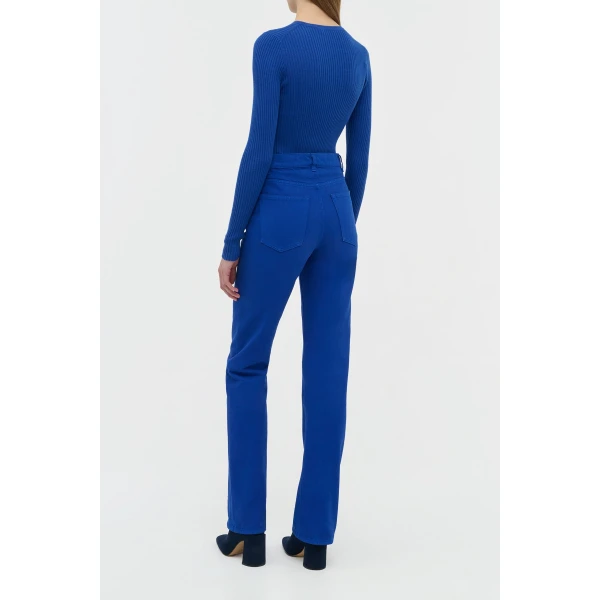 Gabriela Hearst Rey Straight-leg Jean in Cobalt Recycled Cotton Denim, view 4
