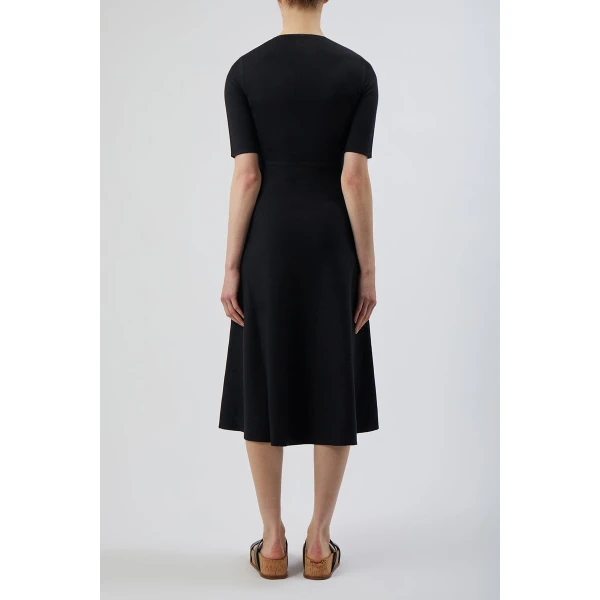 Gabriela Hearst Seymore Knit Midi Dress in Black Merino Wool Cashmere, view 3