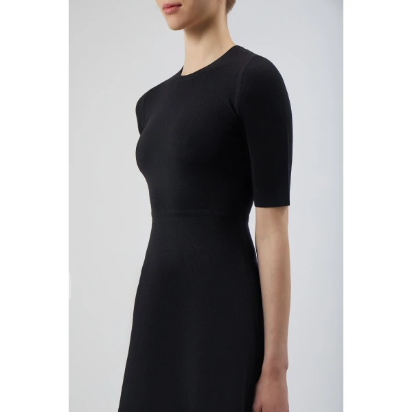 Gabriela Hearst Seymore Knit Midi Dress in Black Merino Wool Cashmere, view 4