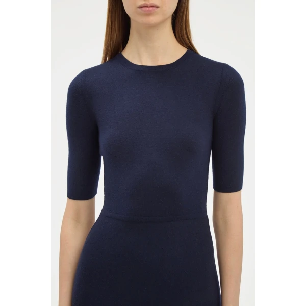 Gabriela Hearst Seymore Knit Midi Dress in Dark Navy Merino Wool Cashmere, view 4