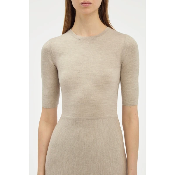 Gabriela Hearst Seymore Knit Midi Dress in Oatmeal Merino Wool Cashmere, view 4