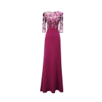 Gemy Maalouf 3/4 Sleeves Dress with Beaded Corset
