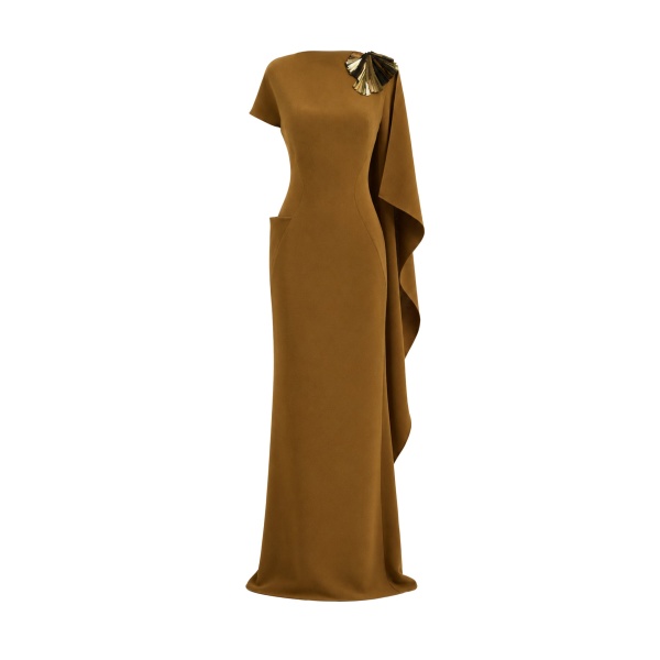 Gemy Maalouf Asymmetric Cape Dress