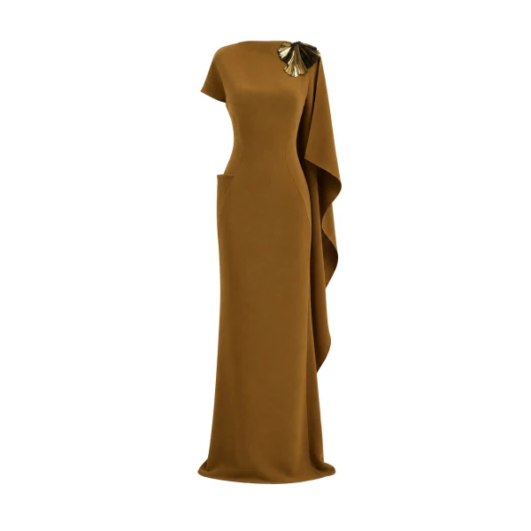 Gemy Maalouf Asymmetric Cape Dress