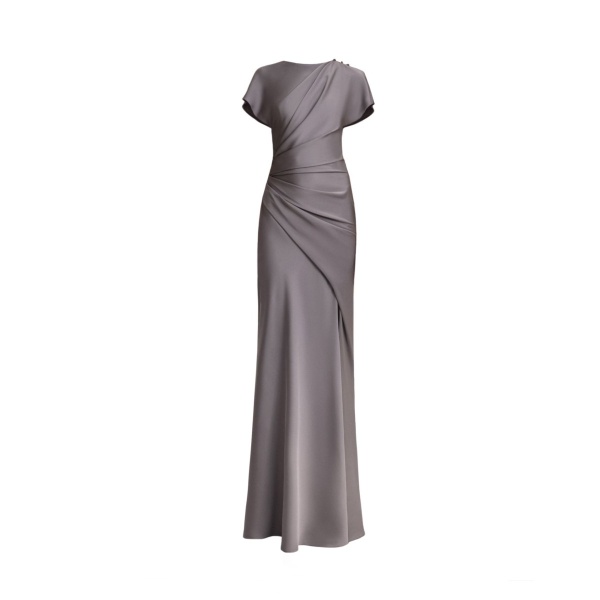 Gemy Maalouf Asymmetrical Draped Satin Dress