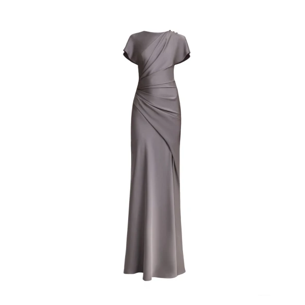 Gemy Maalouf Asymmetrical Draped Satin Dress