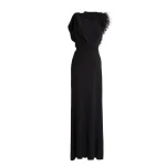 Gemy Maalouf Asymmetrical Feathered Crepe Dress