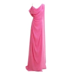 Gemy Maalouf Asymmetrical Neckline Candy Pink Dress