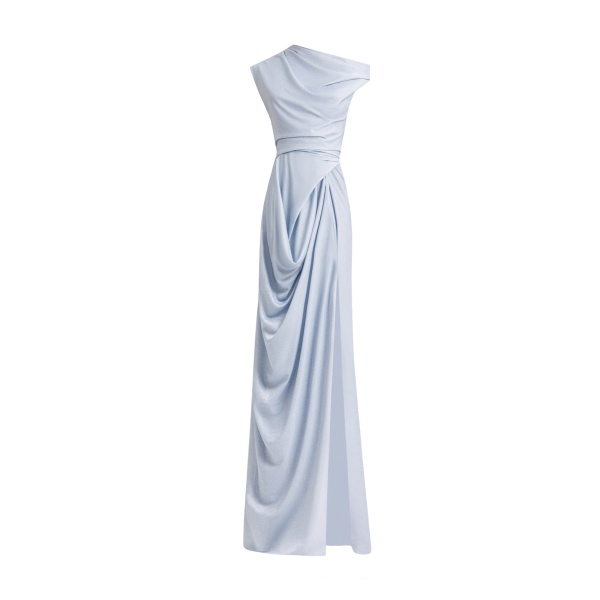 Gemy Maalouf Asymmetrical Neckline Draped Dress