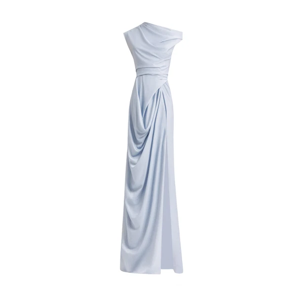 Gemy Maalouf Asymmetrical Neckline Draped Dress