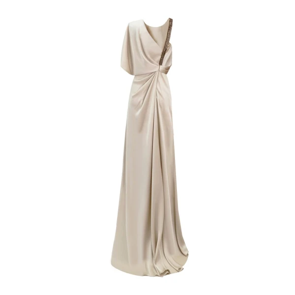 Gemy Maalouf Asymmetrical Neckline Draping Dress