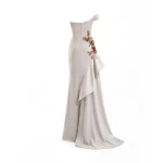 Gemy Maalouf Asymmetrical Off-Shoulder Embroidered Dress