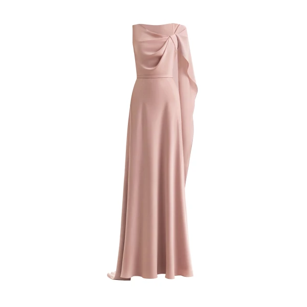 Gemy Maalouf Asymmetrical Satin Cape Dress