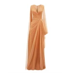 Gemy Maalouf Asymmetrical Sleeves Draped Dress